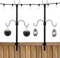 LESOLEIL String Light Poles 2 Pack, 2.4FT/3.6FT Adjustable Light Pole for Outside Hanging, Wall Mount Metal Poles Lighting Stand for Patio Fence Balcony Backyard Deck for Parties, Wedding