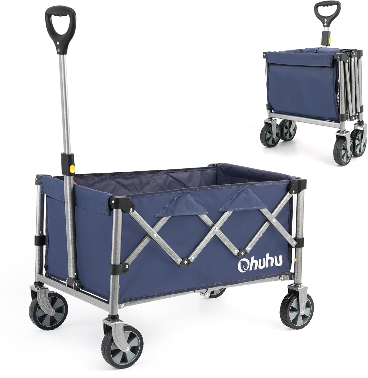 Foldable Utility Wagon Cart with Wheels, 85L Capacity, Heavy Duty for Camping and Shopping Y1713