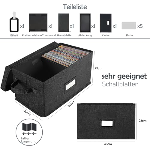 Vinyl Record Storage Box for 7" 45 RPM LPs, Grey Case with Lid, Holds 80 Albums X91735