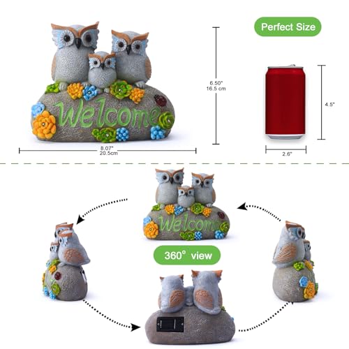 Solar Garden Turtle Figurine with Welcome Sign for Patio Yard Art X223828
