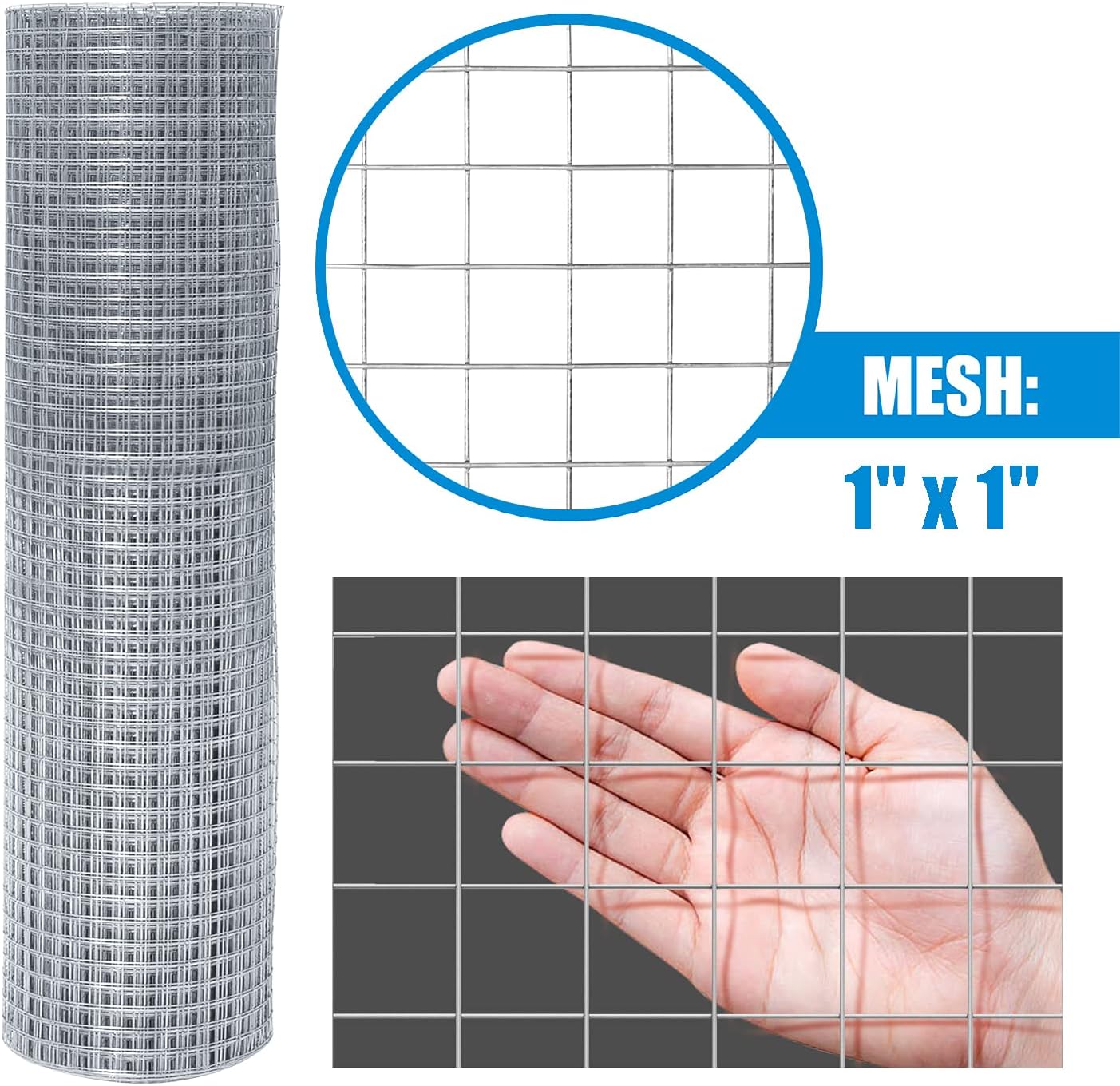 16 Gauge Hot-Dipped Galvanized Welded Wire Fence, 1 inch x 1 inch Mesh, 4 ft. x 100 ft. G128
