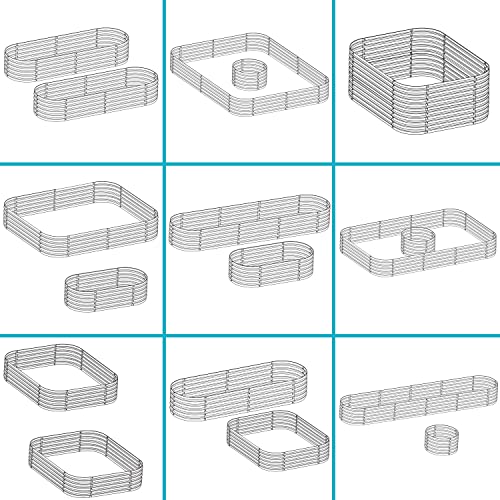 Oval Raised Garden Bed - Stackable Steel Planter Kit with Rubber Edge Trim - Brown I830813