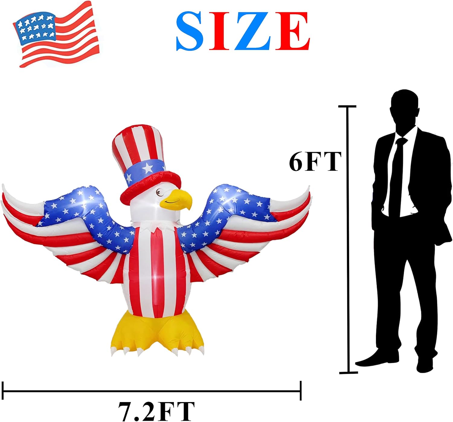 7.2FT Inflatable American Bald Eagle with Built-in LEDs for Outdoor Decor V263