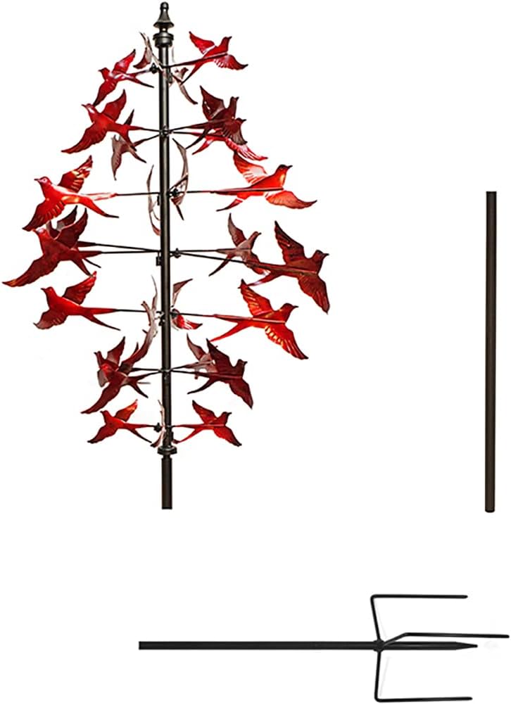 Red Cardinal Metal Wind Spinner 3D Garden Art Q467905