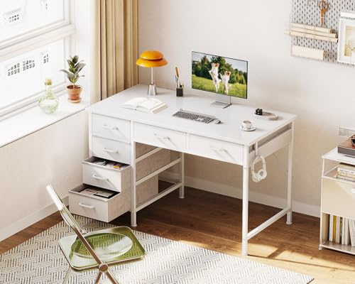 Computer Desk with 6 Drawers, 40 Inch Small Desk with Storage L2851