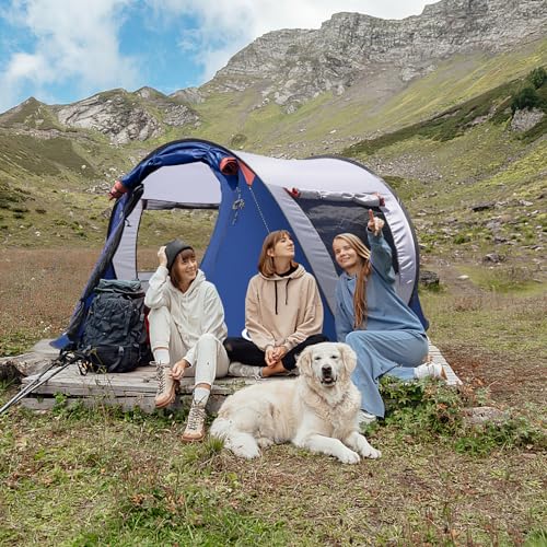 Pop-up Tent for 3 Person Camping, Portable Beach Shade with Carrying Bag P968
