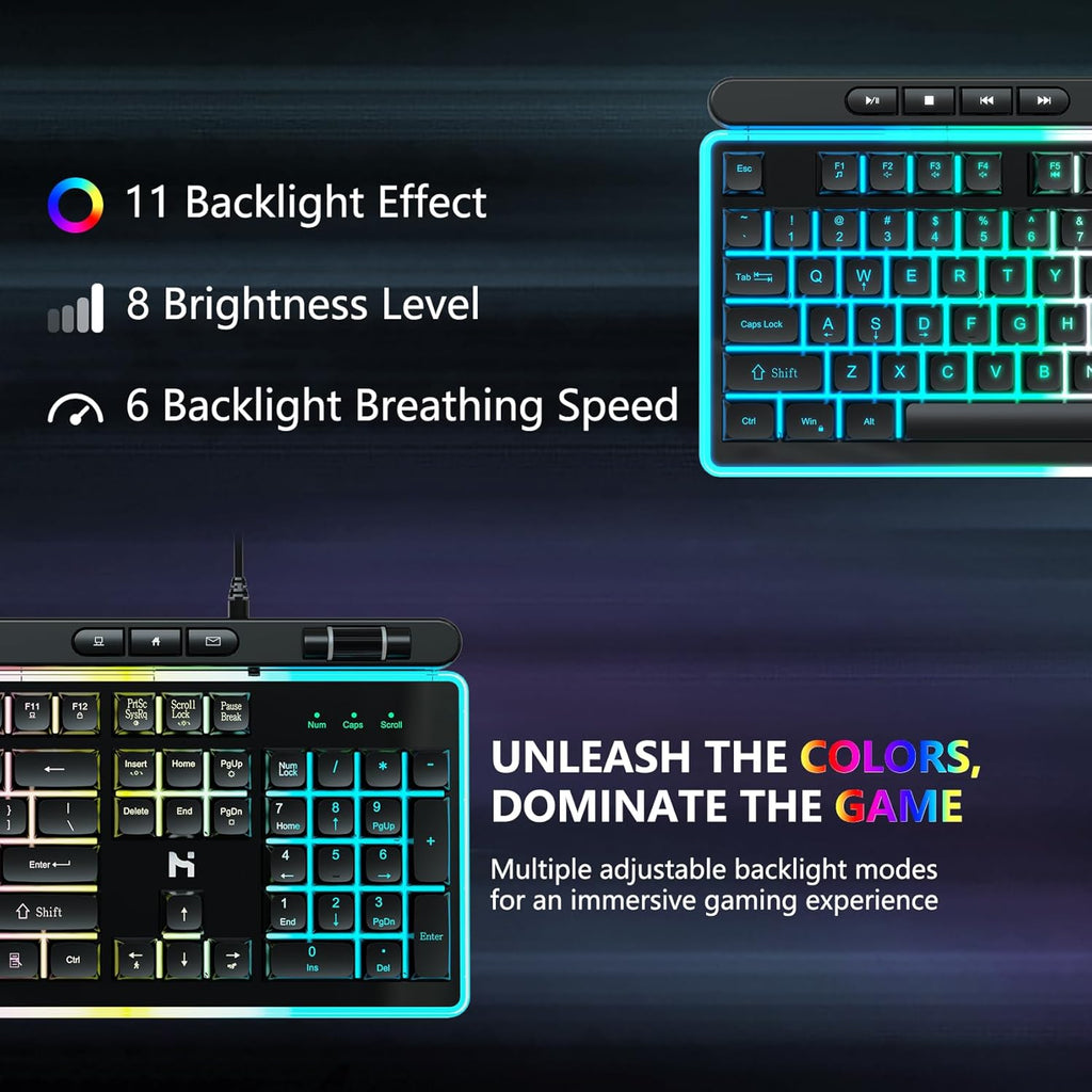 Gaming Keyboard and Mouse Combo, RGB Backlit, Anti Ghosting, Wired Q189