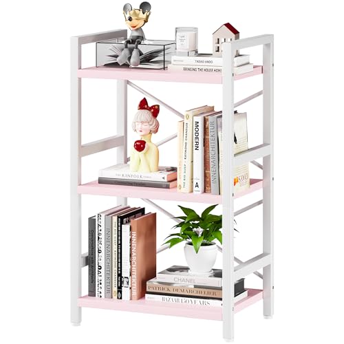 3 Tier Industrial Bookcase, Rustic Etagere Bookshelf for Living Room U5786