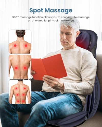 Shiatsu Neck Back Massager with Heat, 3D Kneading Massage Chair Pad, Adjustable Neck Massage, Seat Massager for Full Body Relaxation, Dark Gray D921543