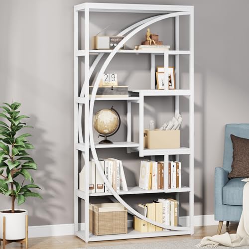 Industrial 5-Tier Etagere Bookcase, 70.8 inch Tall, 8 Open Shelves, Rustic Brown P8264