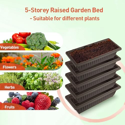 5-Tier Elevated Garden Bed with 5 Planter Boxes for Vegetables Herbs Flowers K12373