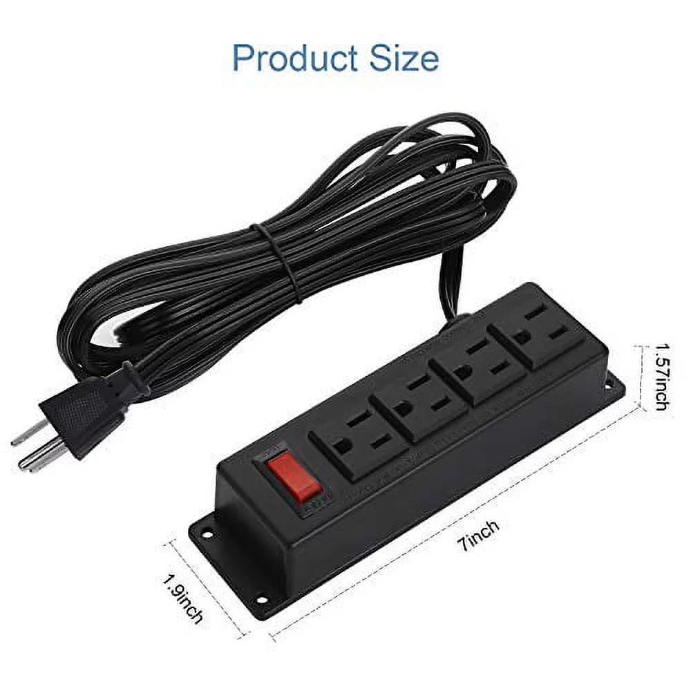 Wall Mount Power Outlet Strip, 4 Outlet with Switch, 6.56ft Cord K86474