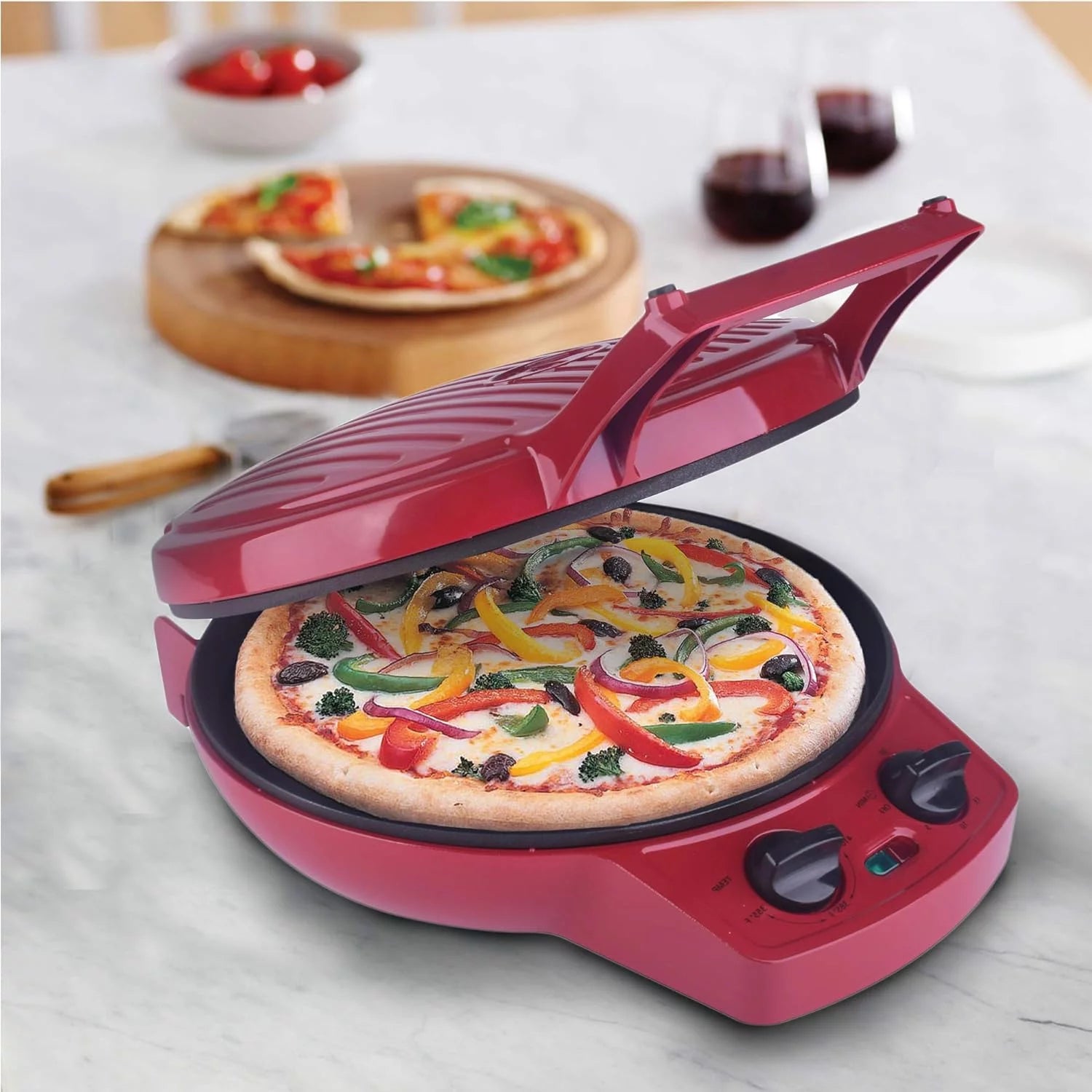Pizza Maker 12 Inch with Timer and Temperature Control, Indoor Electric Grill W8497