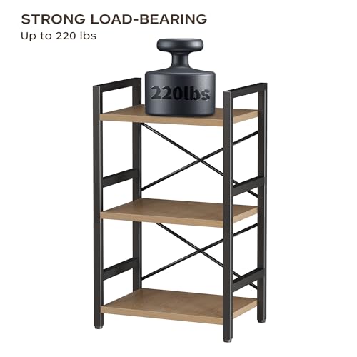 3 Tier Industrial Bookcase, Rustic Etagere Bookshelf for Living Room U5786