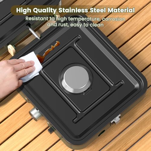 2-Burner Foldable Camping Stove with Griddle and Carrying Bag, Portable Propane H453787