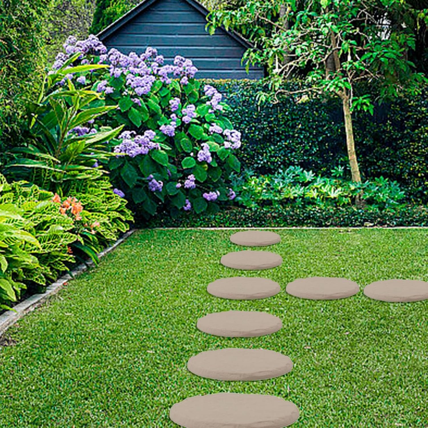 Garden Stepping Stones with Ground Stakes for Walkway Patio Yard N6814