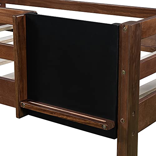 Wood House Loft Bed Frame with Slide and Storage Shelves Z806