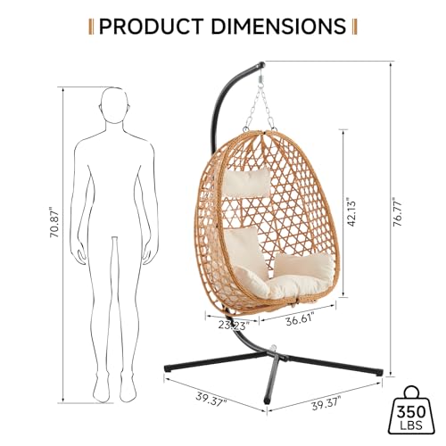 Outdoor Hanging Egg Chair with Stand and Cushion U91081