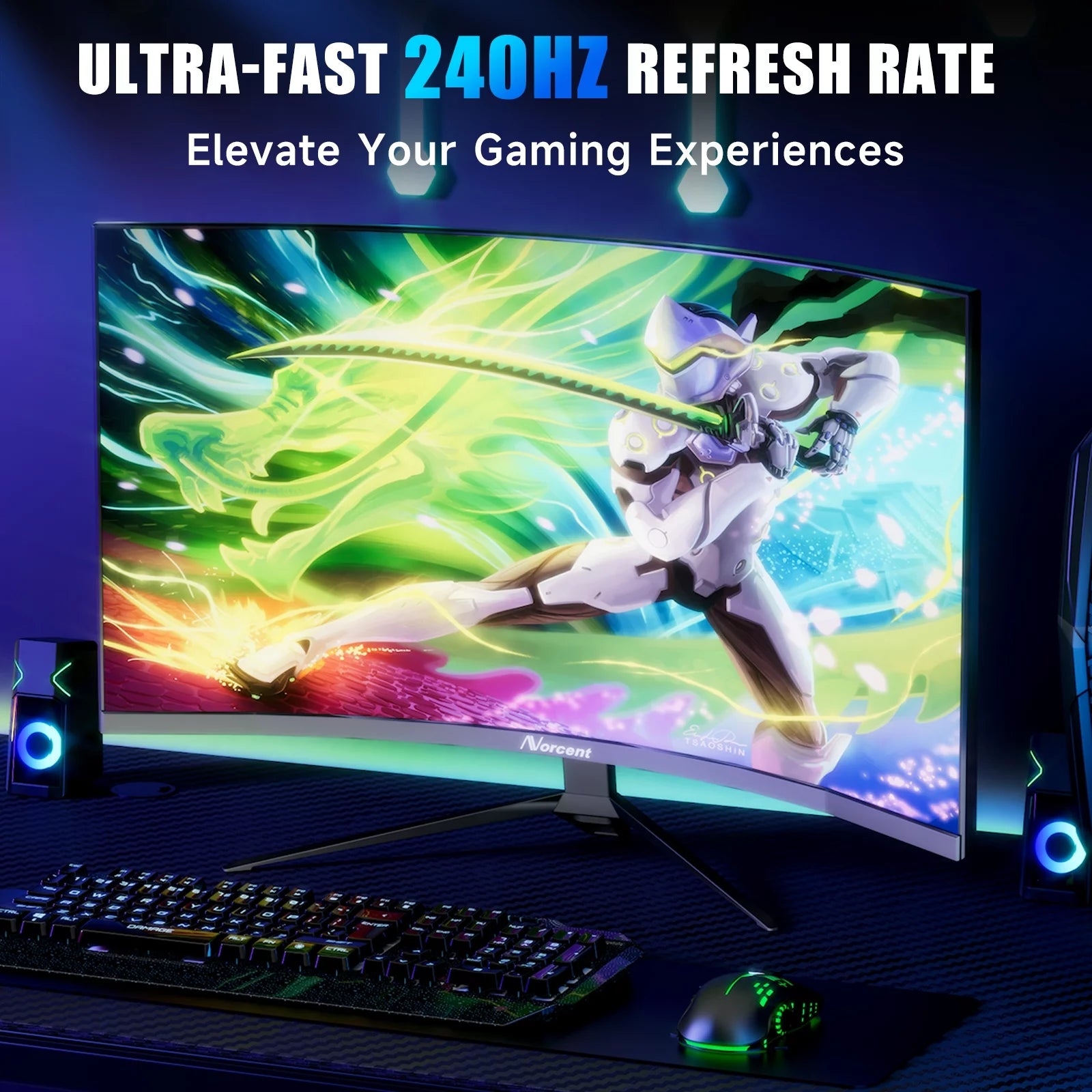 27-inch FHD VA Gaming Curved Monitor with 240Hz Refresh Rate, 1ms DisplayPort, HDMI, DP and Speakers Y737215