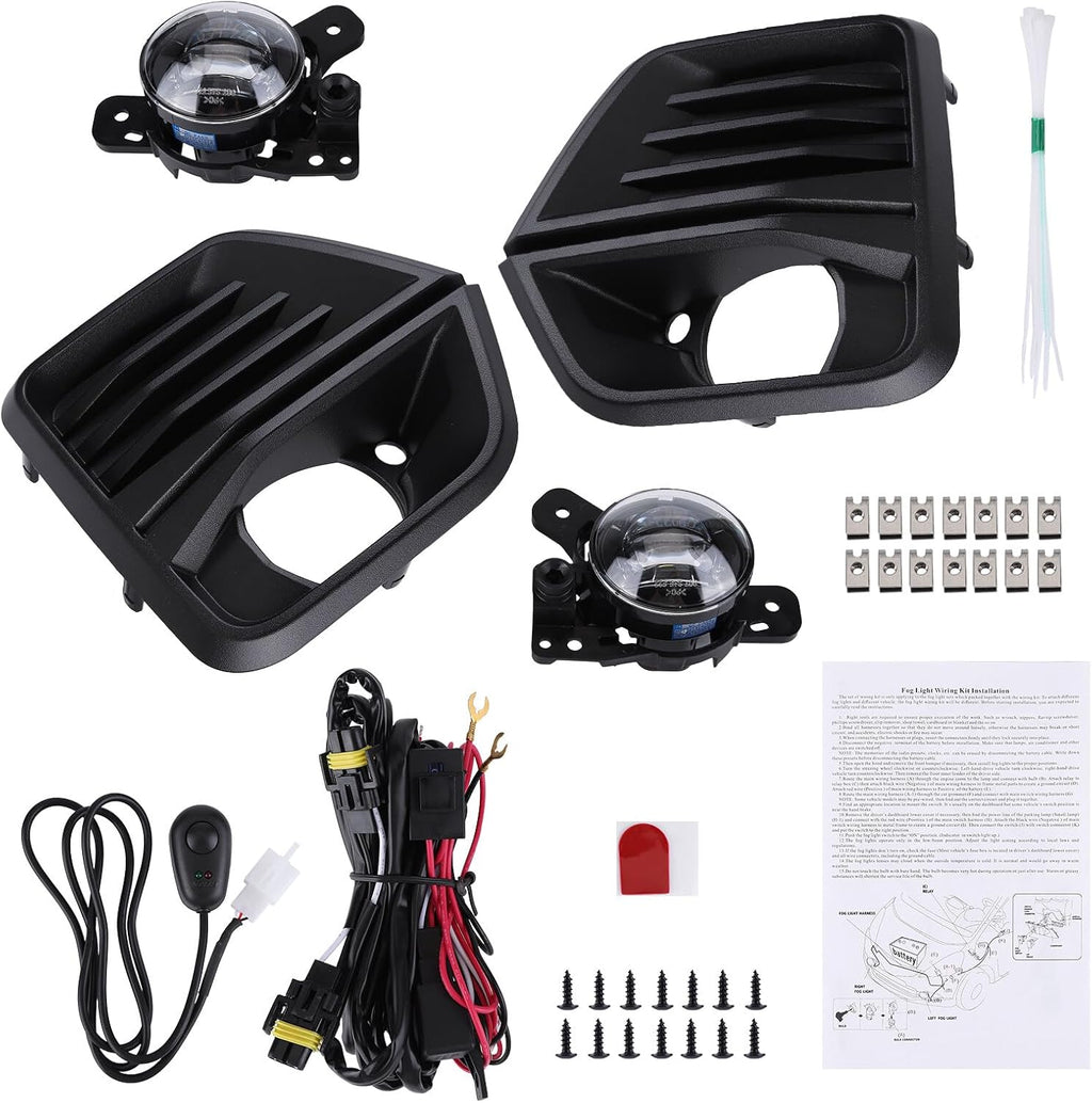 Front Bumper LED Fog Light with Cover and Wire Harness for 2023 2024 Chevy Colorado D580