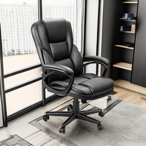 Office Executive Chair High Back Adjustable Swivel PU Leather with Lumbar Support I3854