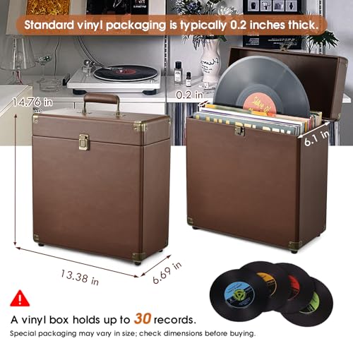 Vinyl Record Storage Box Holds 30 Albums T146