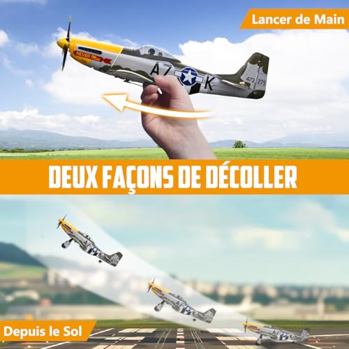 3 Channel RC Plane P-51D Mustang, Remote Control Airplane Ready to Fly, 2.4GHz 6-axis Gyro Stabilizer, Easy to Fly for Kids & Beginners G5520