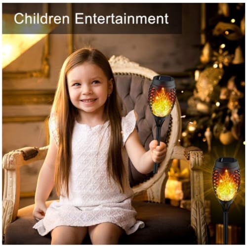 Solar Torch Lights Outdoor 4-Pack Flickering Flame Waterproof Garden Decor R5829