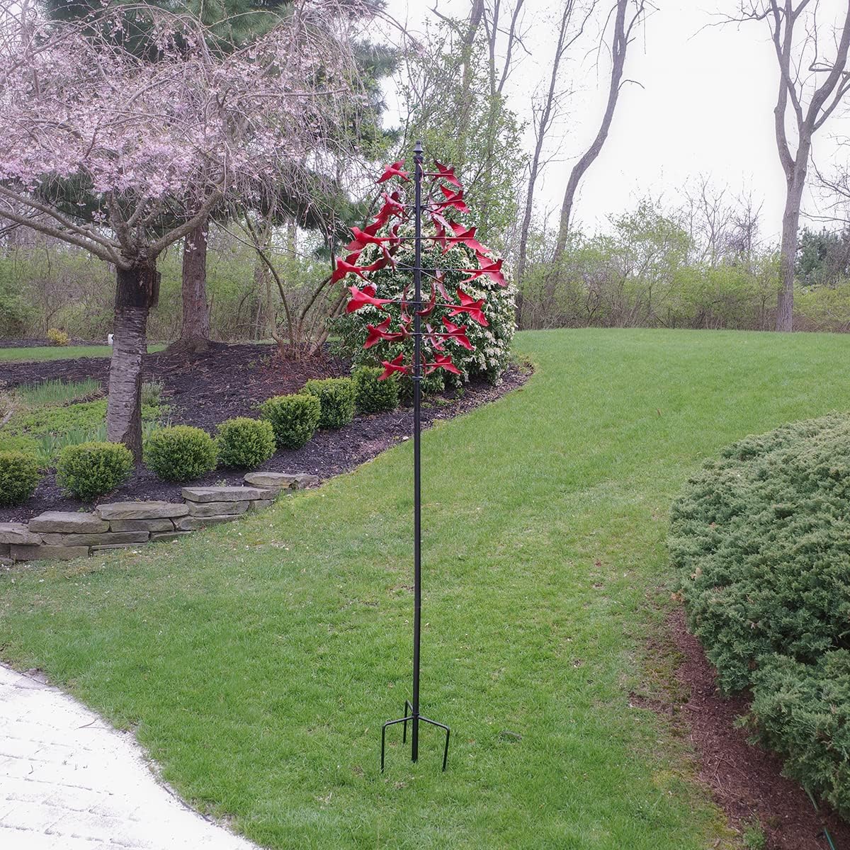 Red Cardinal Metal Wind Spinner 3D Garden Art Q467905