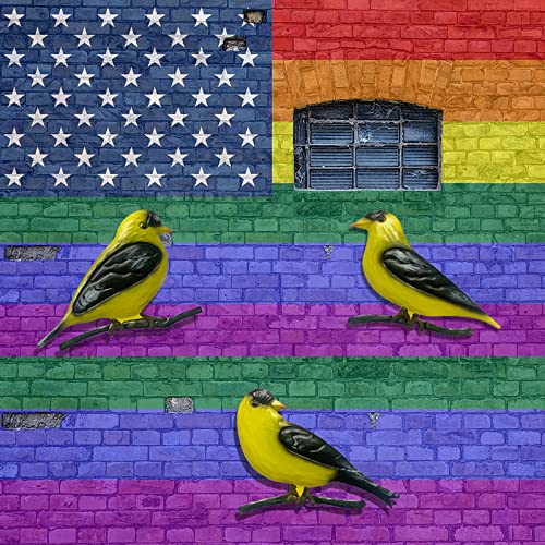 Metal Goldfinches Wall Decorations, Hanging Birds, Set of 3 V695475