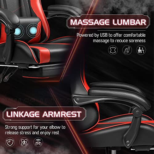 Gaming Chair with Footrest and Massage Lumbar Support J131131