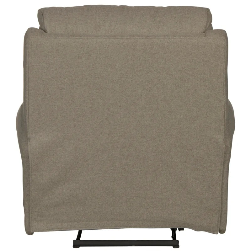 Gray Polyester Fabric Glider Recliner with Accent Pillow E853