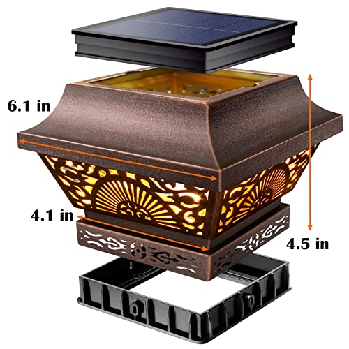 Solar Post Lights 2 Pack Outdoor Waterproof Metal LED for Wooden Fence Posts U887