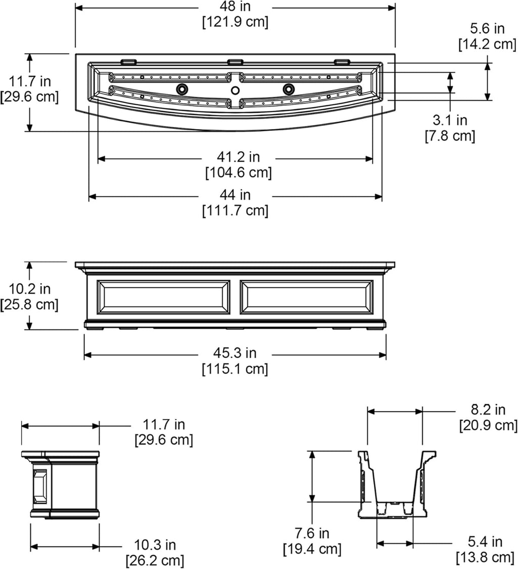 Window Box 4ft White Polyethylene with Water Reservoir T2499