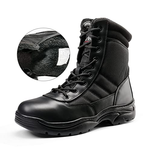 Men's Military Tactical Work Boots Side Zipper Leather Motorcycle Combat Boots N655026