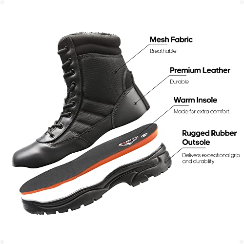 Men's Military Tactical Work Boots Side Zipper Leather Motorcycle Combat Boots N655026