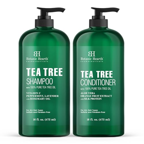 Tea Tree Shampoo and Conditioner Set for Itchy Dry Scalp, Sulfate Free W1398