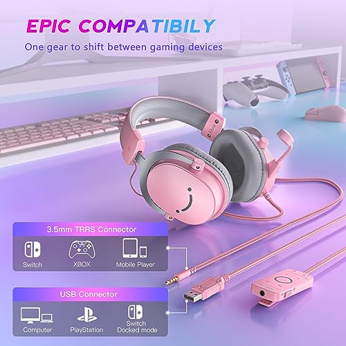 PC Gaming Headset with 7.1 Surround Sound, Detachable Microphone, Over-Ear Wired P287208