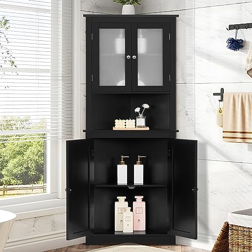 67" Tall Bathroom Cabinet with 2 Doors and 1 Drawer, Adjustable Shelves T930834