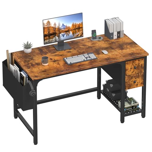 Computer Desk with Fabric Drawers, 40 Inch Reversible Gaming Desk for Small Space Home Office D876