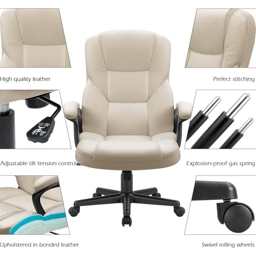 Office Executive Chair High Back Adjustable Swivel PU Leather with Lumbar Support I3854