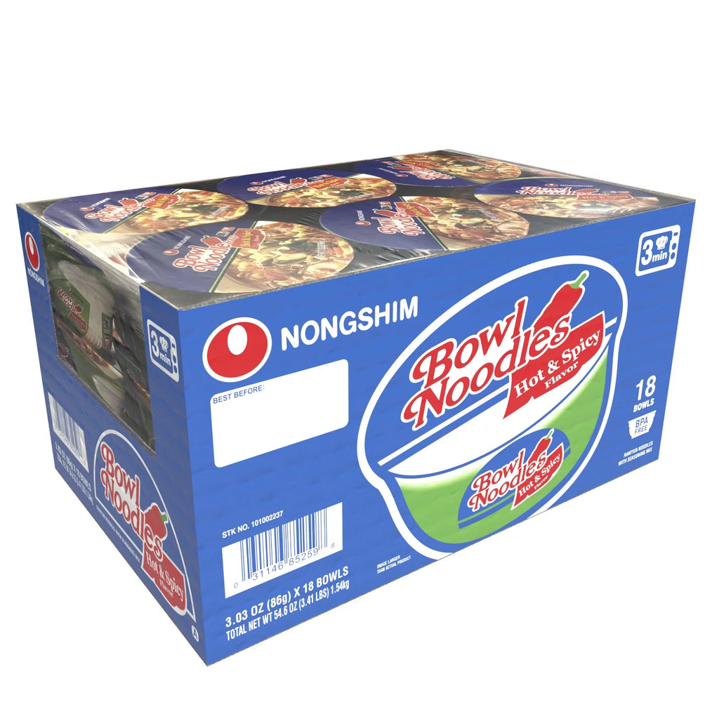 Hot & Spicy Beef Ramyun Noodle Soup Bowl, 3.03oz, 18 Count I4294