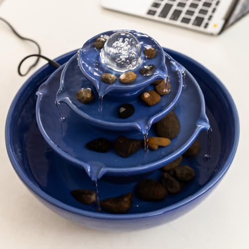 Indoor tabletop ceramic fountain water feature R92802