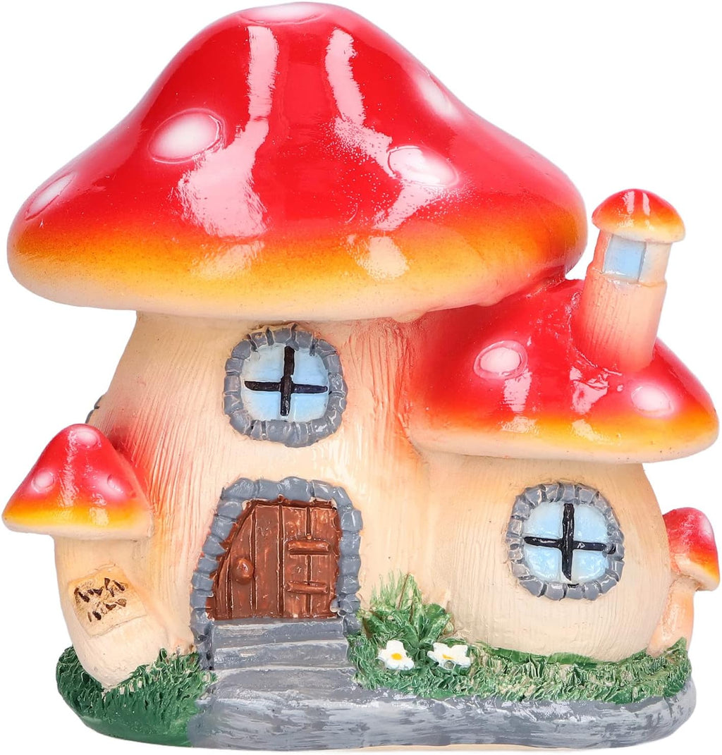 Aladeno Mushroom House Sculpture Synthetic Resin Fairy Wild Garden Supplies 3.9x3.1x3.7 inch Yard Decorations Yard Decor Garden Decor for Patio Yard Lawn Porch Ornament Gift Red
