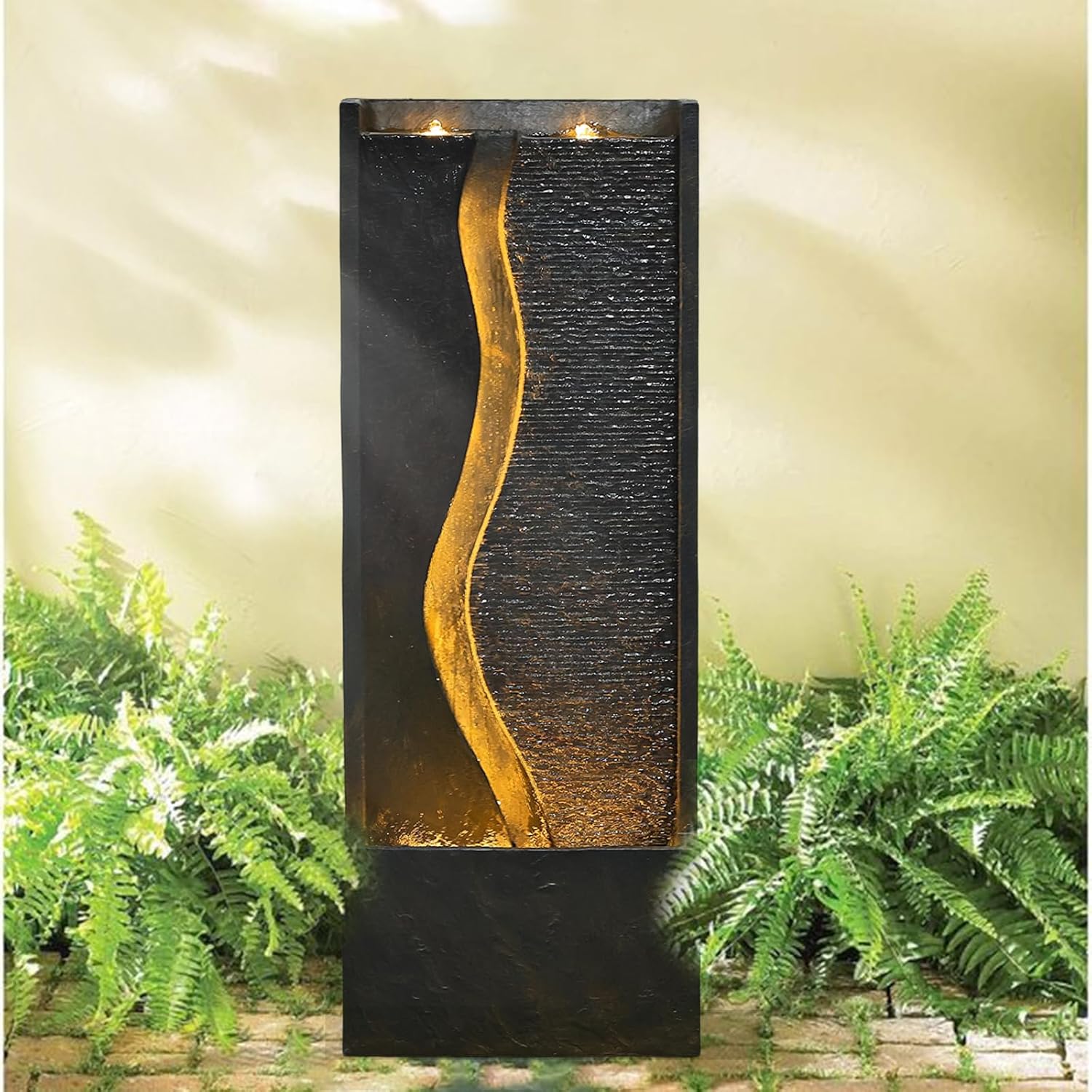 Modern Outdoor Water Fountain with LED Lights for Patio and Yard S29311