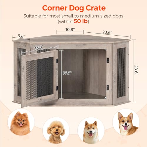 Wooden Dog Crate Furniture End Table for Small Medium Dogs V70534