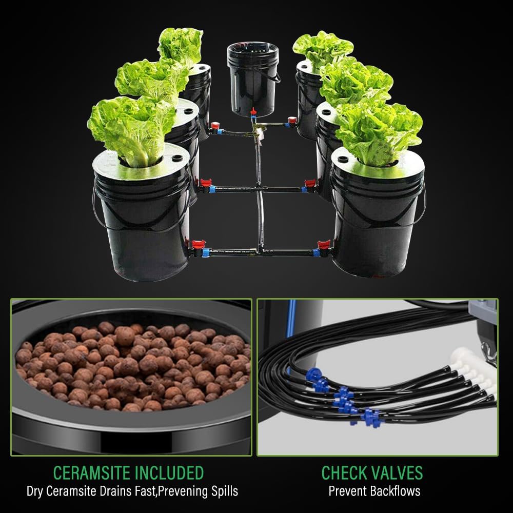 Hydroponic Growing System Kit, 5 Gallon 7 Bucket with Pump W4867