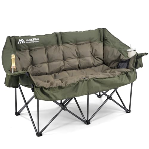 Padded Double Camping Chair for 2 Person with Cup Holders, Grey Y59052