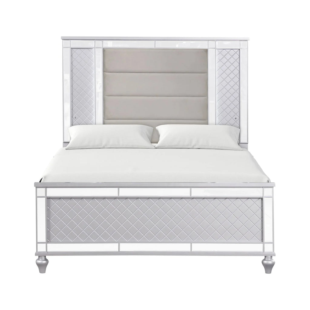 King Bed Silver Champagne with Mirror C721