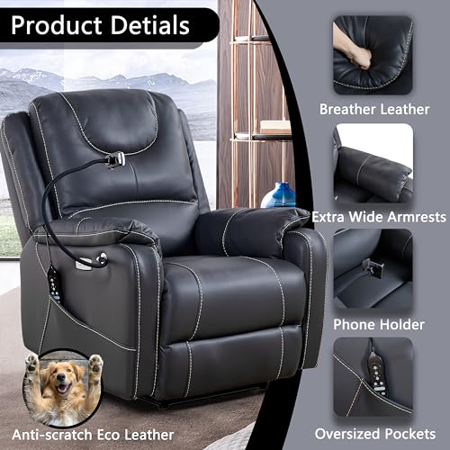 Zero Gravity Electric Recliner with Heat and Massage, Phone Holder, USB Port T74234